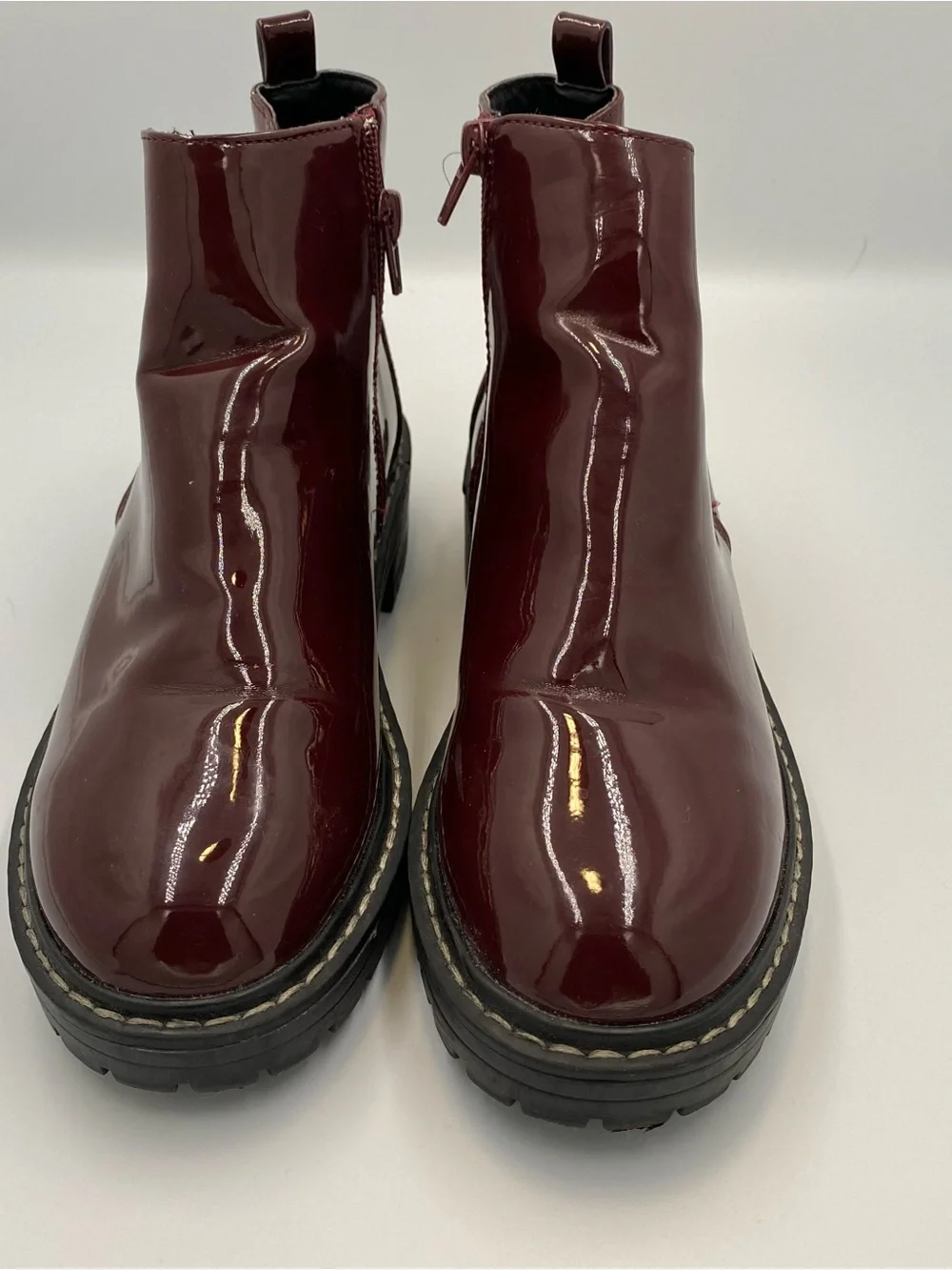 Forever 21 Burgundy Patent Platform Ankle Boots